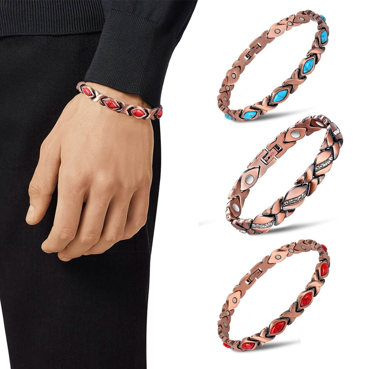 Magnetic Energy Therapy Pain Relief Copper Bracelet Unisex - A-1 Thread Vault