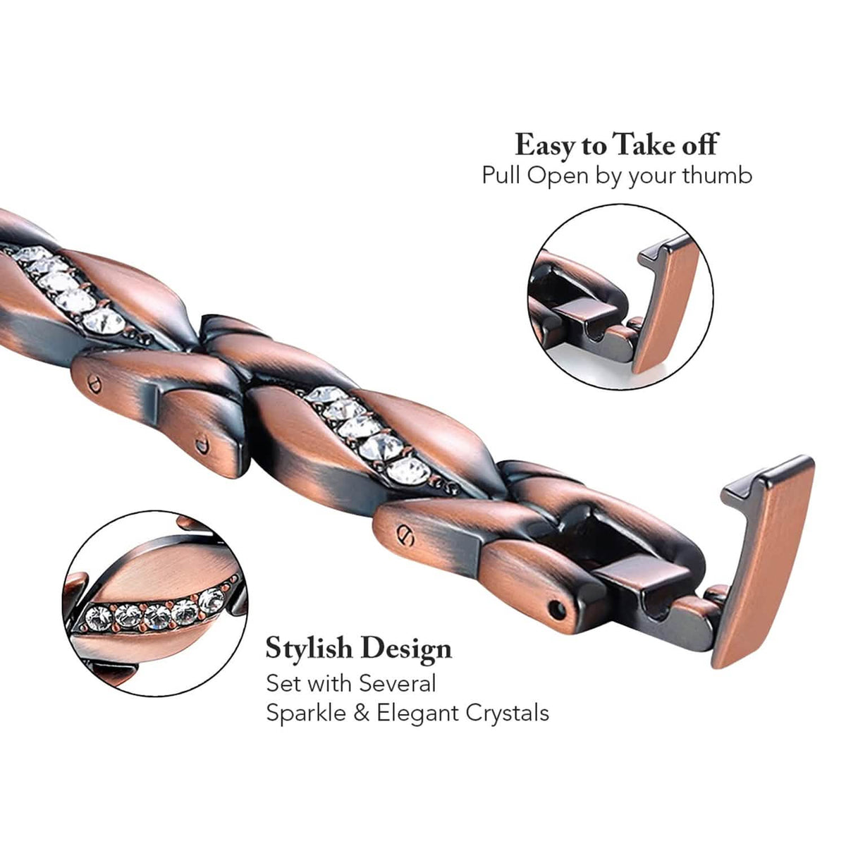 Magnetic Energy Therapy Pain Relief Copper Bracelet Unisex - A-1 Thread Vault