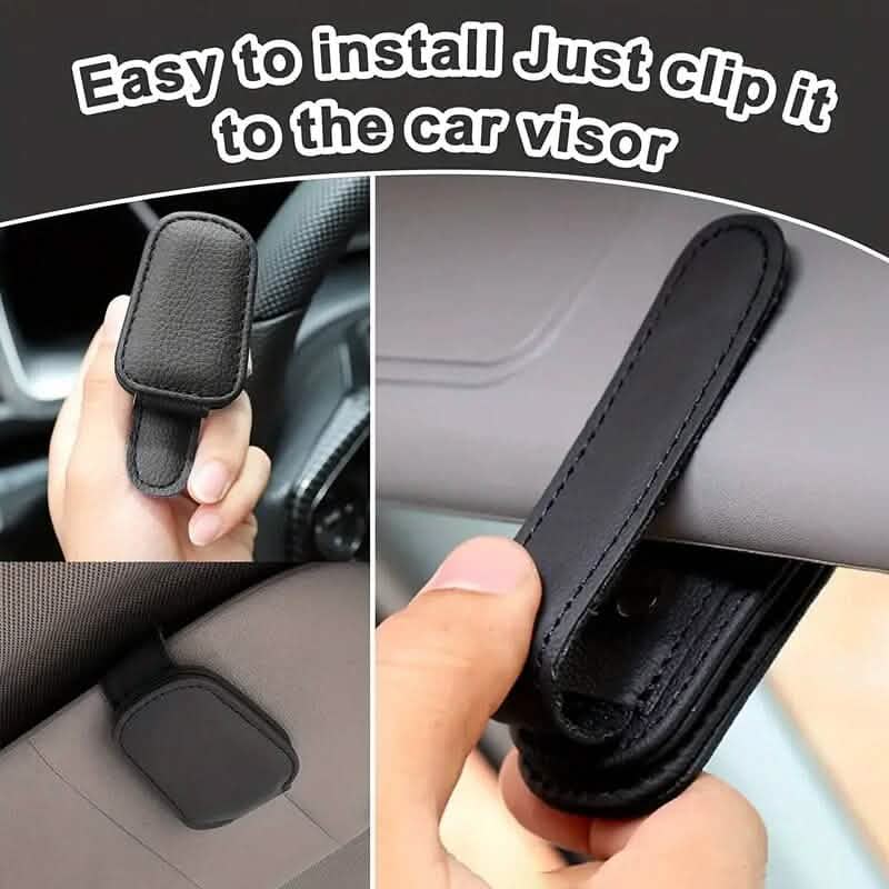 Magnetic PU Leather Car Visor Sunglasses Holder - A-1 Thread Vault