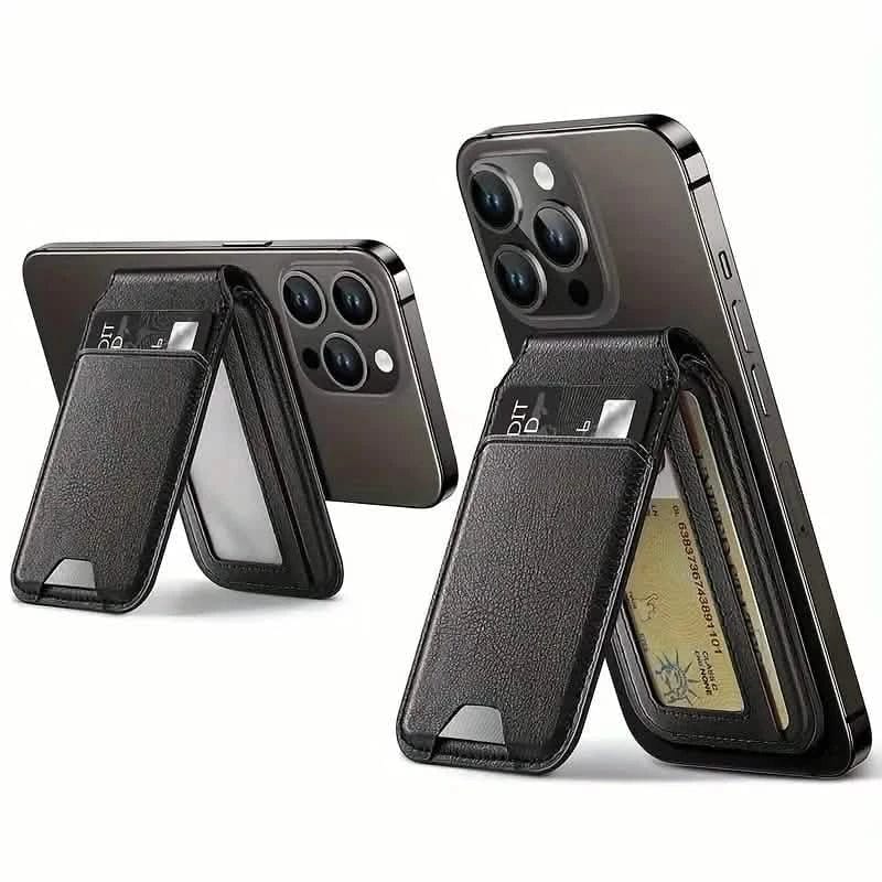 Magnetic PU Leather RFID Blocking Flip Kickstand Credit Slots Wallet Credit Cell Case Card Cover Slot Card Holder for Back of IPhone - A-1 Thread Vault