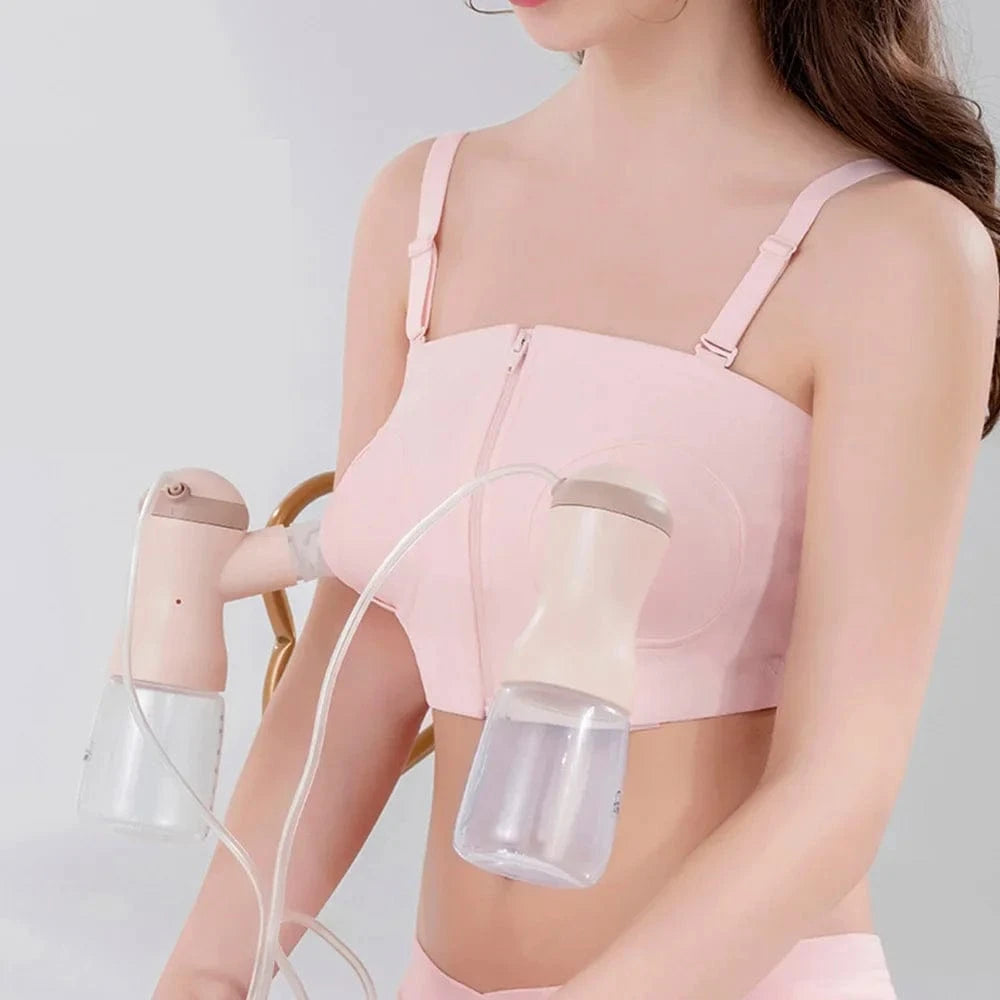 Maternity Bra Hands Free Pumping Bra Adjustable Cotton Breast Pump Bra No Steel Ring Nursing Bra for Breast Pump - A-1 Thread Vault