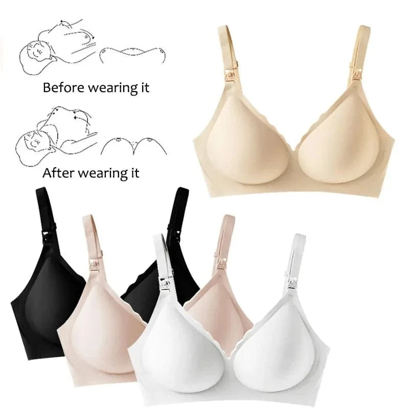 Maternity Bra with Push-up Front To Prevent Sagging Seamless Breathable and Comfortable Nursing Push-up Bra - A-1 Thread Vault