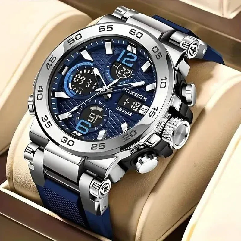 Men Waterproof Dual Display Digital Quartz Watch - A-1 Thread Vault