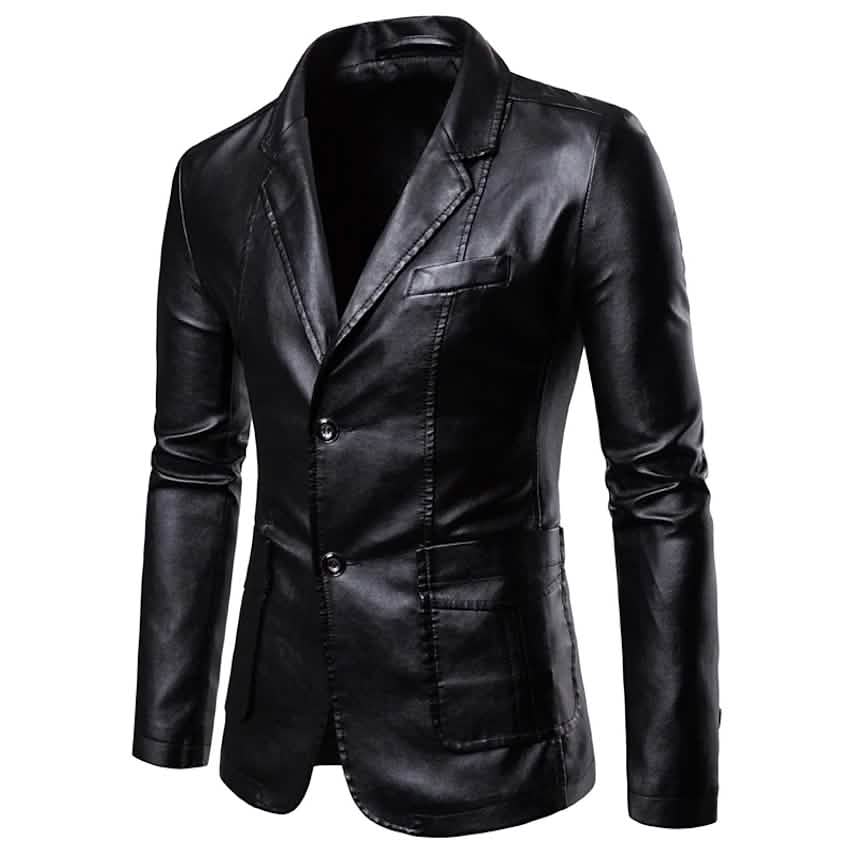 Men's Blazer Faux Leather Jacket - A-1 Thread Vault