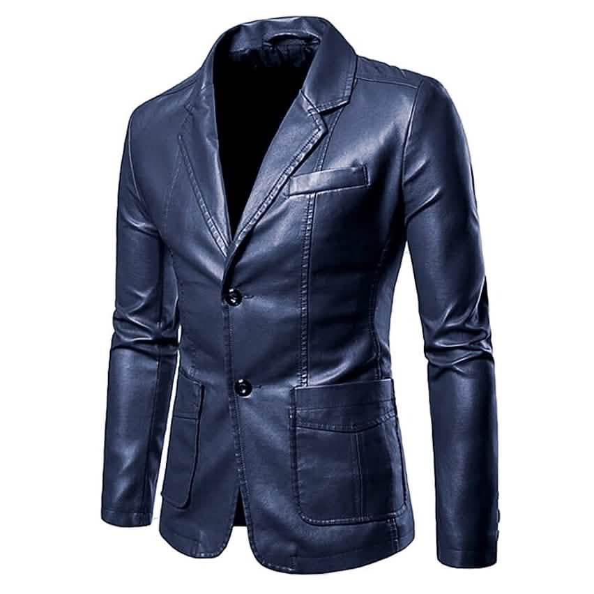 Men's Blazer Faux Leather Jacket - A-1 Thread Vault