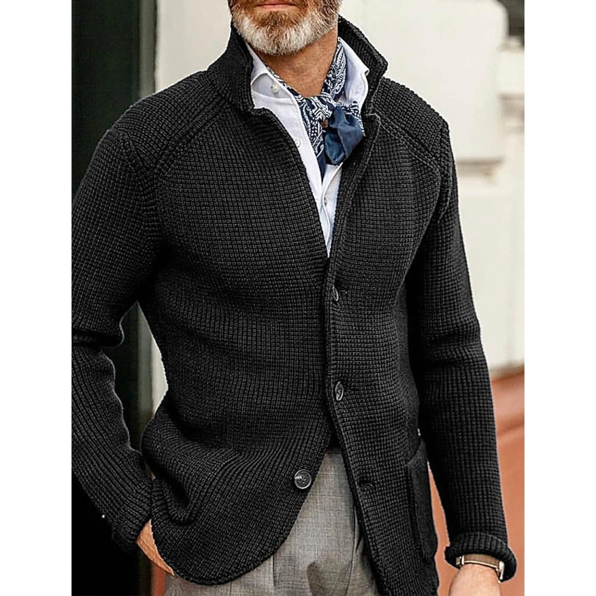 Men's Cardigan Solid Color Sweater - A-1 Thread Vault