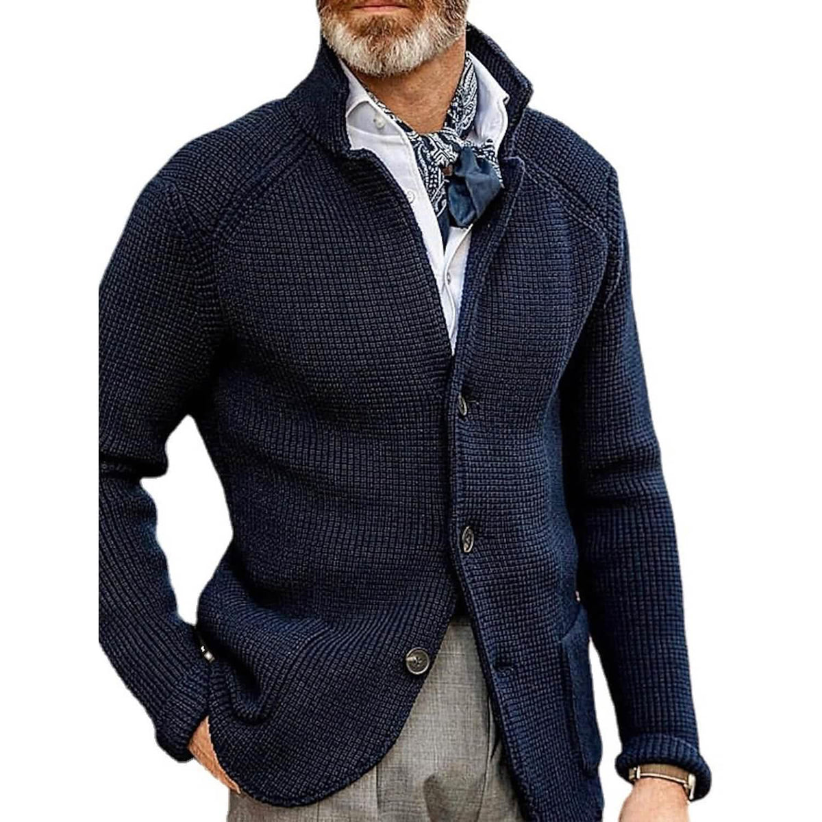 Men's Cardigan Solid Color Sweater - A-1 Thread Vault