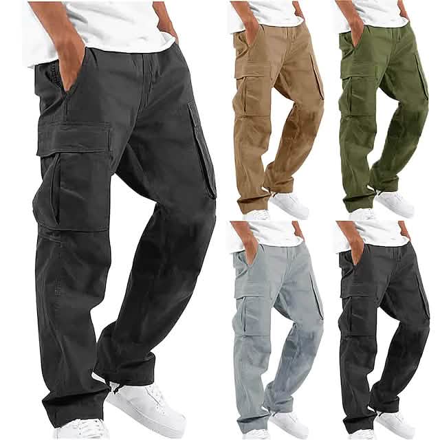 Men's Cargo Pants Trousers Drawstring Elastic Waist Multi Pocket - A-1 Thread Vault