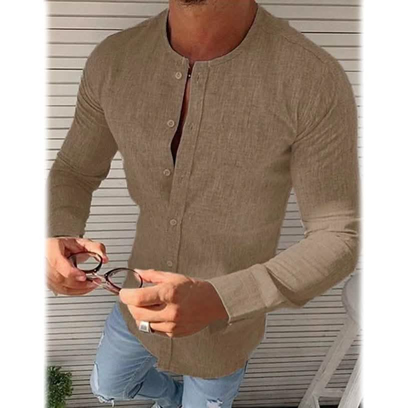 Men's Casual Solid Long Sleeve Shirt - A-1 Thread Vault