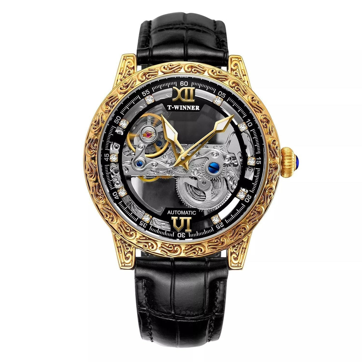 Mens Fashionable Vintage Carved Semi-Automatic Mechanical Watch - A-1 Thread Vault