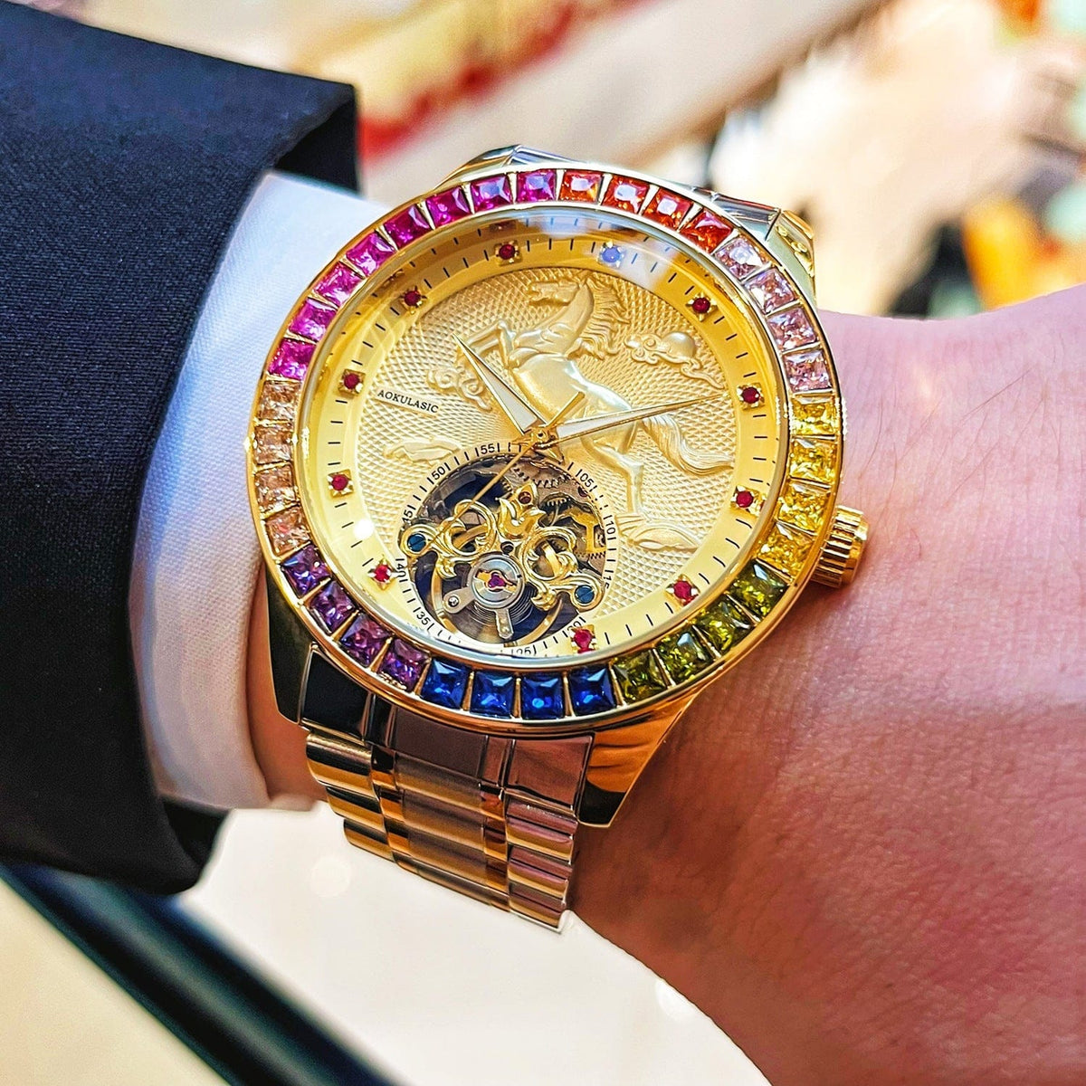 Mens Fully Automatic Mechanical Watch With A Large Flywheel - A-1 Thread Vault