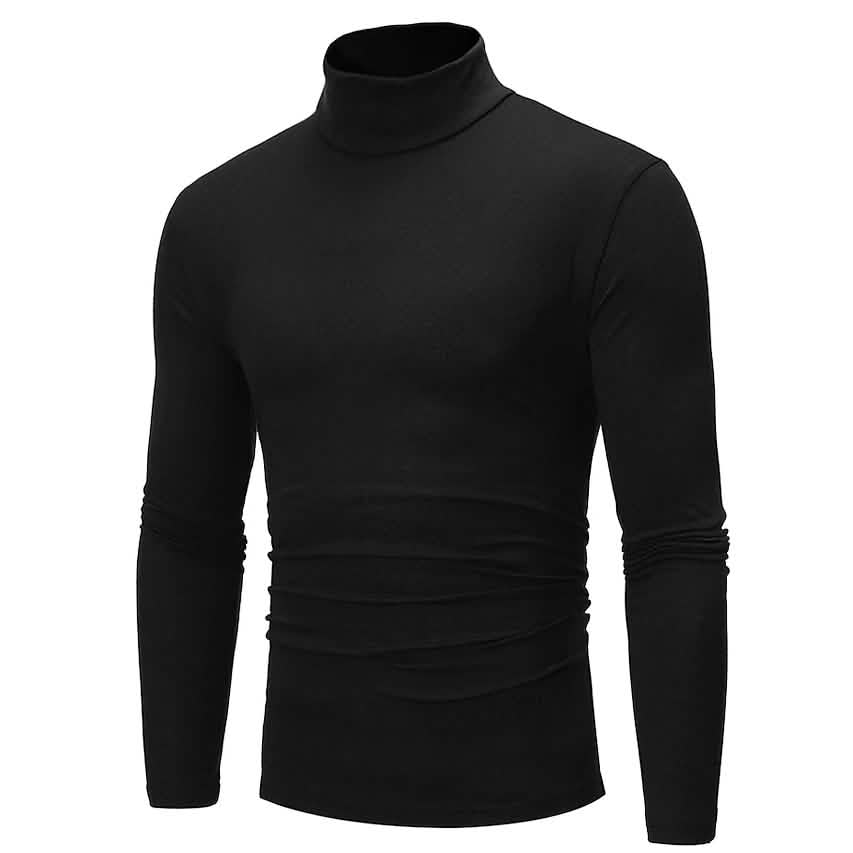 Men's Pure Color T-Shirt Thermal Mock Turtleneck Long Sleeve Tops - A-1 Thread Vault