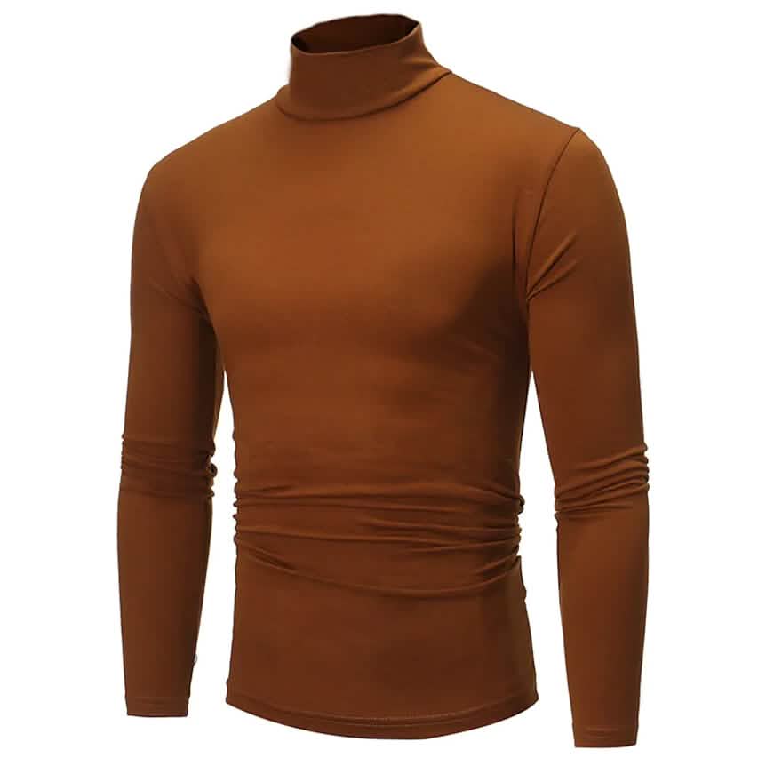 Men's Pure Color T-Shirt Thermal Mock Turtleneck Long Sleeve Tops - A-1 Thread Vault