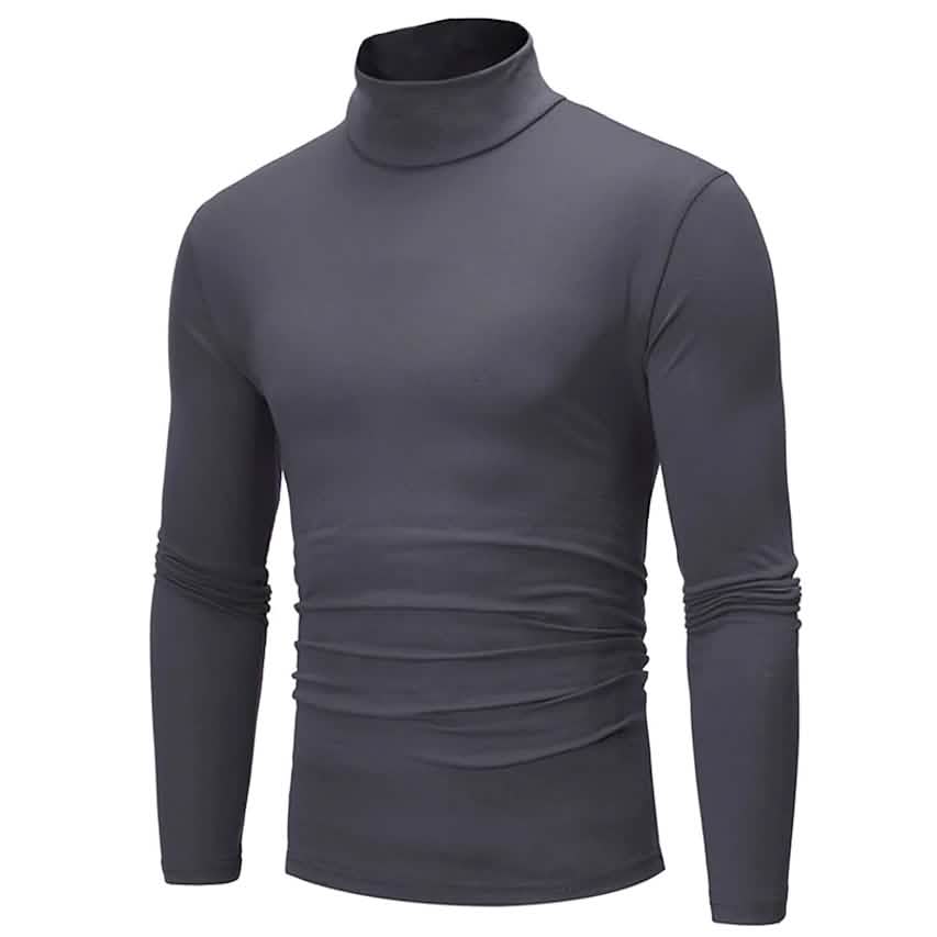 Men's Pure Color T-Shirt Thermal Mock Turtleneck Long Sleeve Tops - A-1 Thread Vault