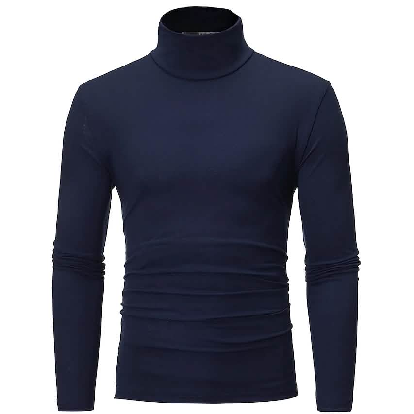 Men's Pure Color T-Shirt Thermal Mock Turtleneck Long Sleeve Tops - A-1 Thread Vault