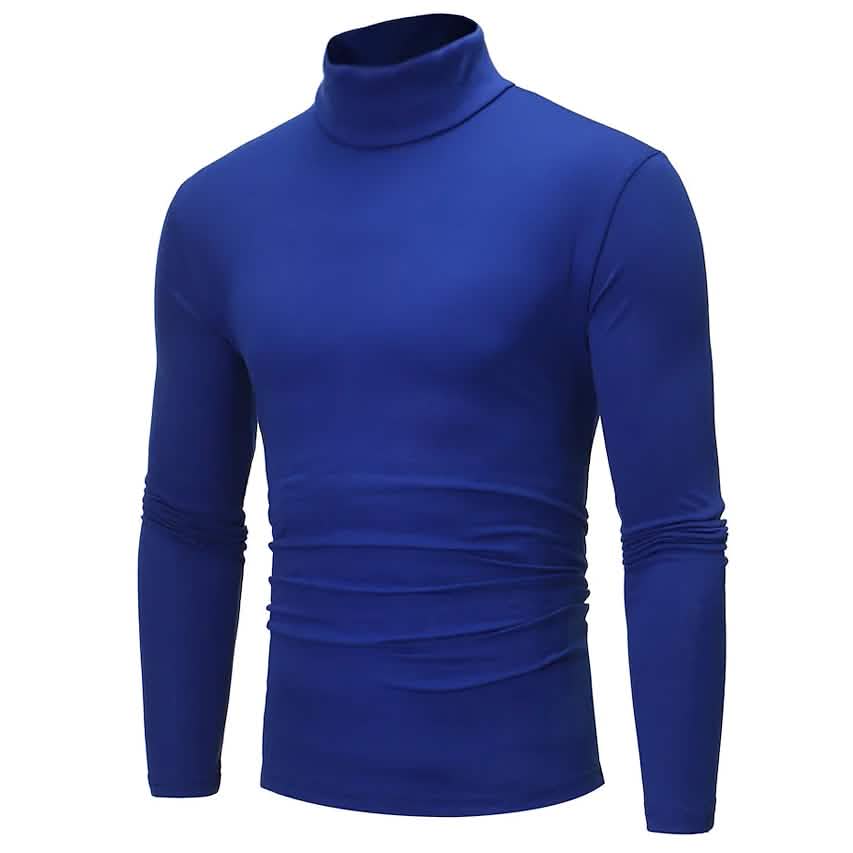 Men's Pure Color T-Shirt Thermal Mock Turtleneck Long Sleeve Tops - A-1 Thread Vault