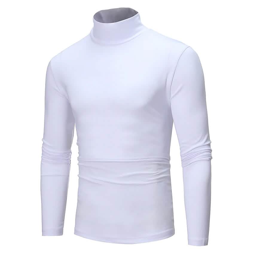 Men's Pure Color T-Shirt Thermal Mock Turtleneck Long Sleeve Tops - A-1 Thread Vault