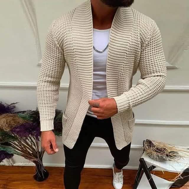 Men's Ribbed Knit Solid Color Sweater Cardigan - A-1 Thread Vault