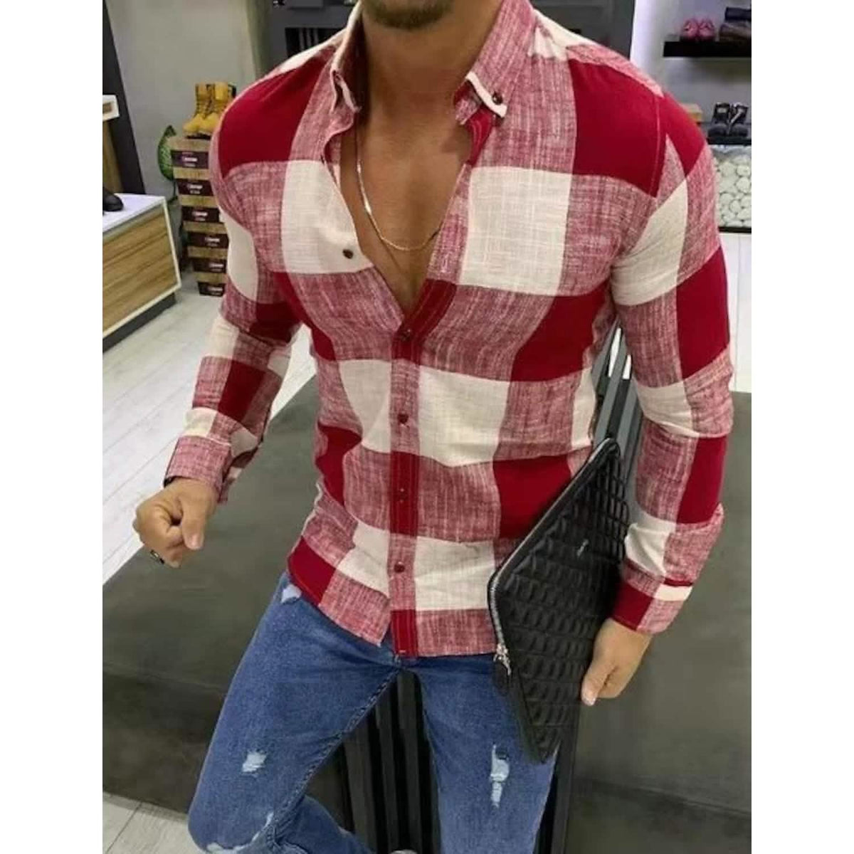 Men's Shirt Bishop Sleeve Collar Shirt - A-1 Thread Vault