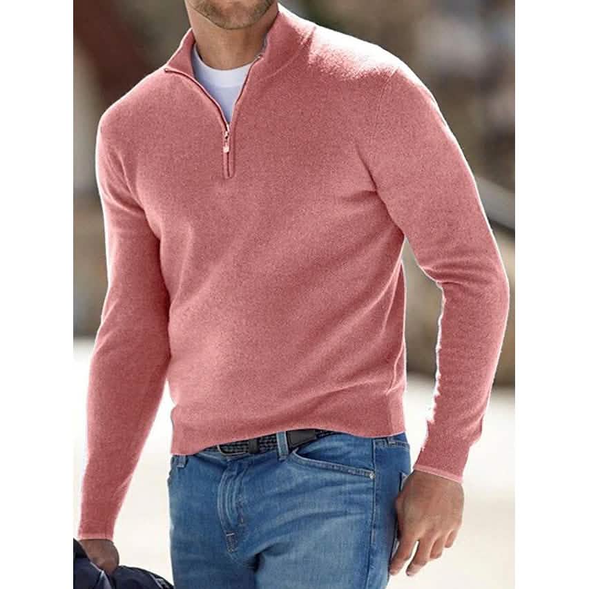 Men's Sweater Jumper Pullover Ribbed Knit Cropped Zipper Knitted Solid Color - A-1 Thread Vault