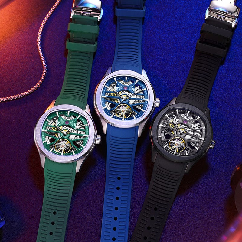 Mens Watch With A Transparent Mechanical Skeleton Dial - A-1 Thread Vault