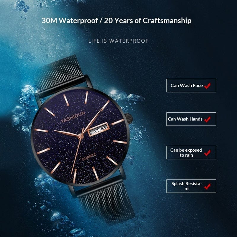 Mens Waterproof Dual-Date Starry Sky Watch - A-1 Thread Vault