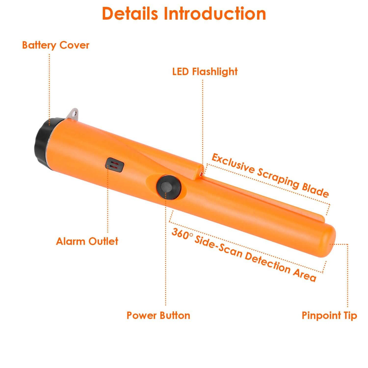 Metal Detector Pin Pointer with Retractable Hanging Wire - A-1 Thread Vault