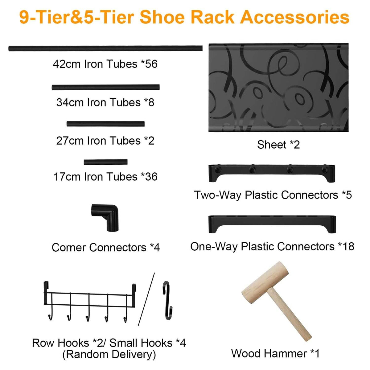 Metal Shoe Storage Shelf Free Standing Shoe Stand with 2 Row Hooks - A-1 Thread Vault