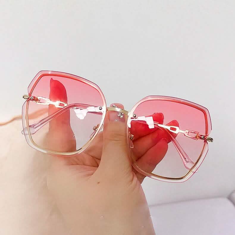 Metal Trimming Oversized Rhinestones Gradient Sun Glasses - A-1 Thread Vault