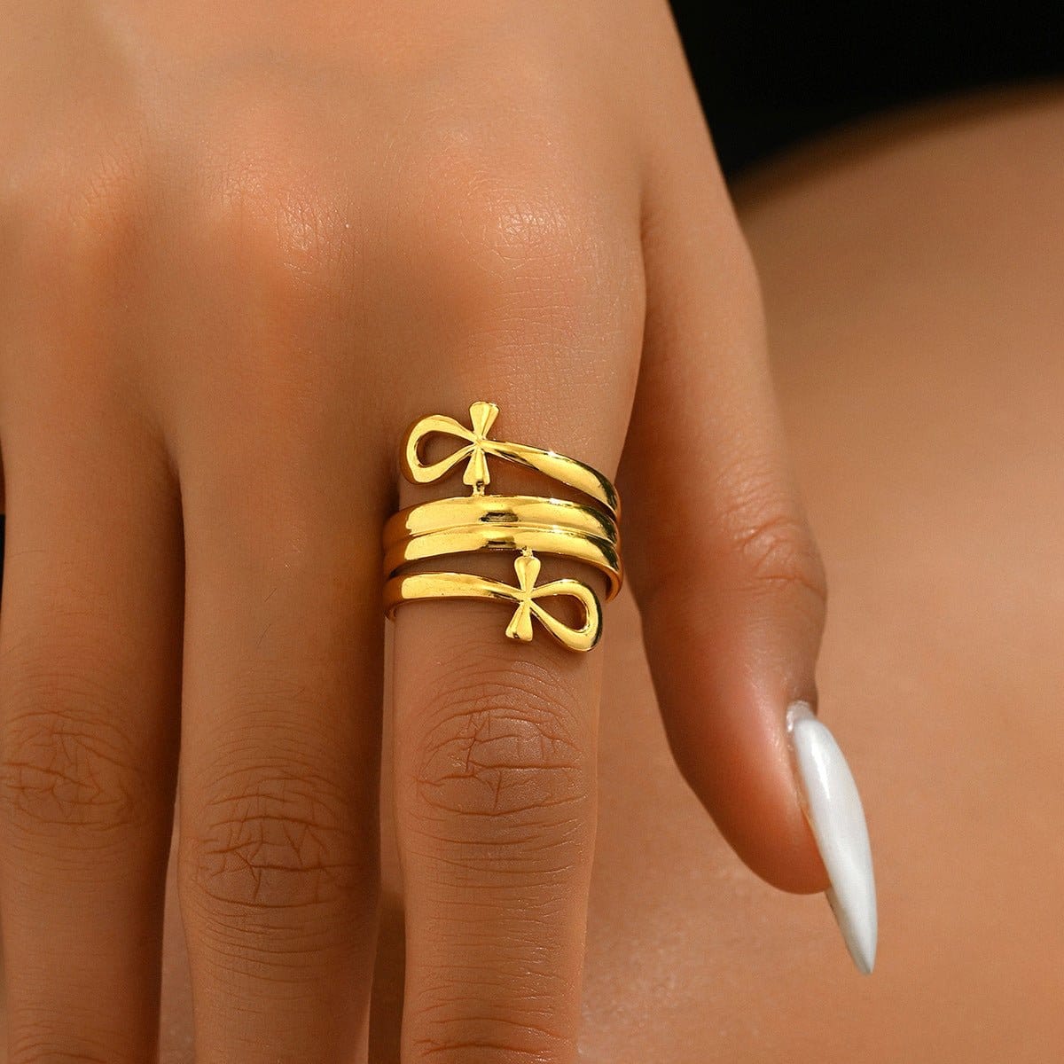 Minimalist Bow Design Statement Ring (MAC411) - A-1 Thread Vault