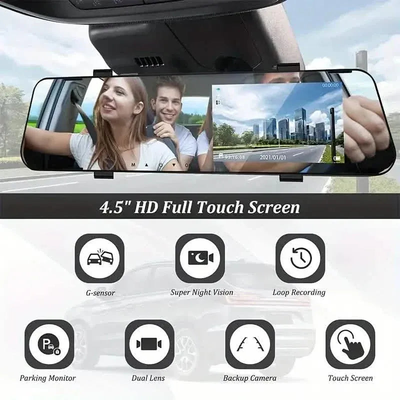 Mirror Dash Cam 4.5 Inch Rear View Mirror 1080P Front and Rear View Dual Cameras - A-1 Thread Vault