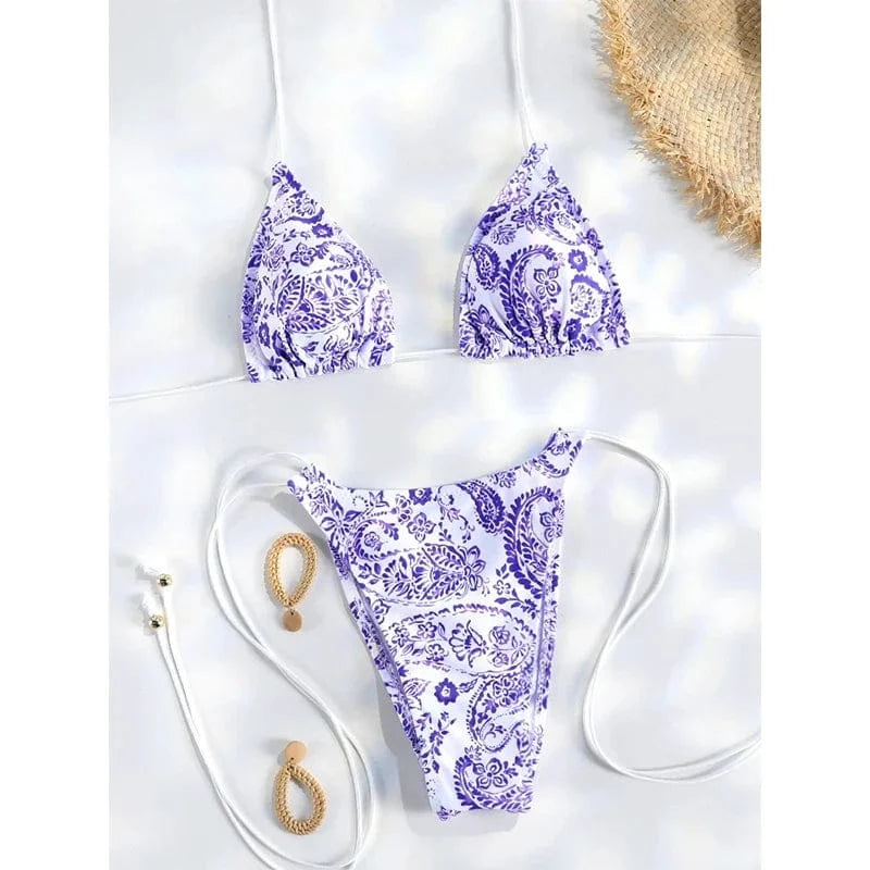 Miyouj 2025 Bikini String Swimsuit Sexy Female Bathsuit Women Swimwear High Cut Bathwear Bandage Biquini Leopard Two Pieces Suit - A-1 Thread Vault