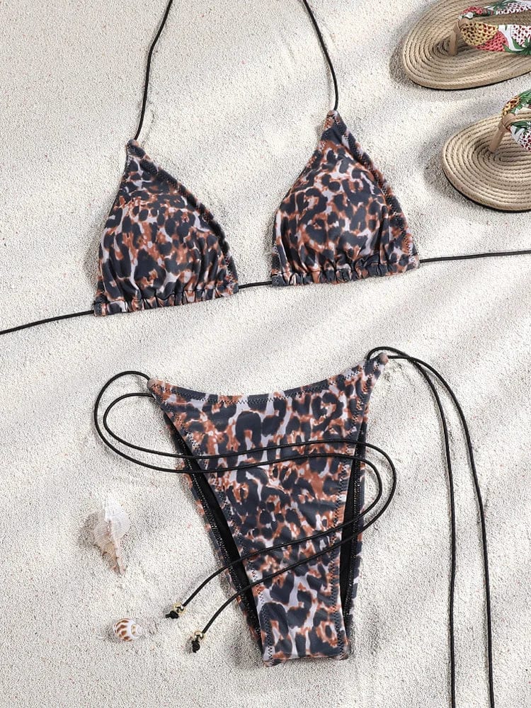 Miyouj 2025 Bikini String Swimsuit Sexy Female Bathsuit Women Swimwear High Cut Bathwear Bandage Biquini Leopard Two Pieces Suit - A-1 Thread Vault