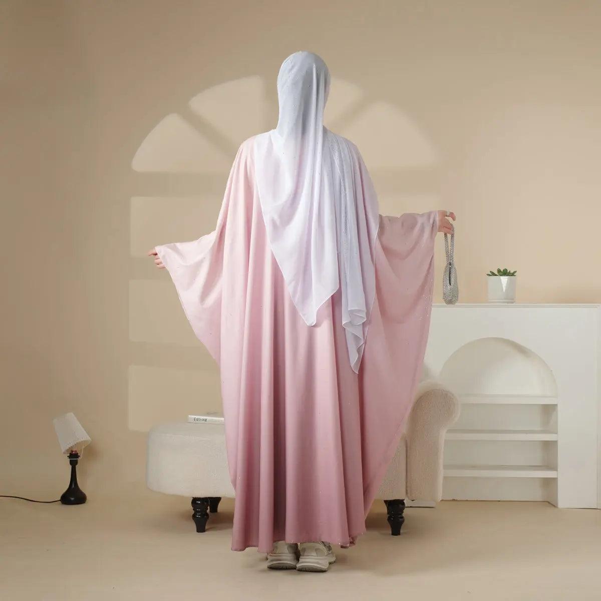 Glitter Gradient Polyester Abaya Set 4-Piece (MOA036) - A-1 Thread Vault