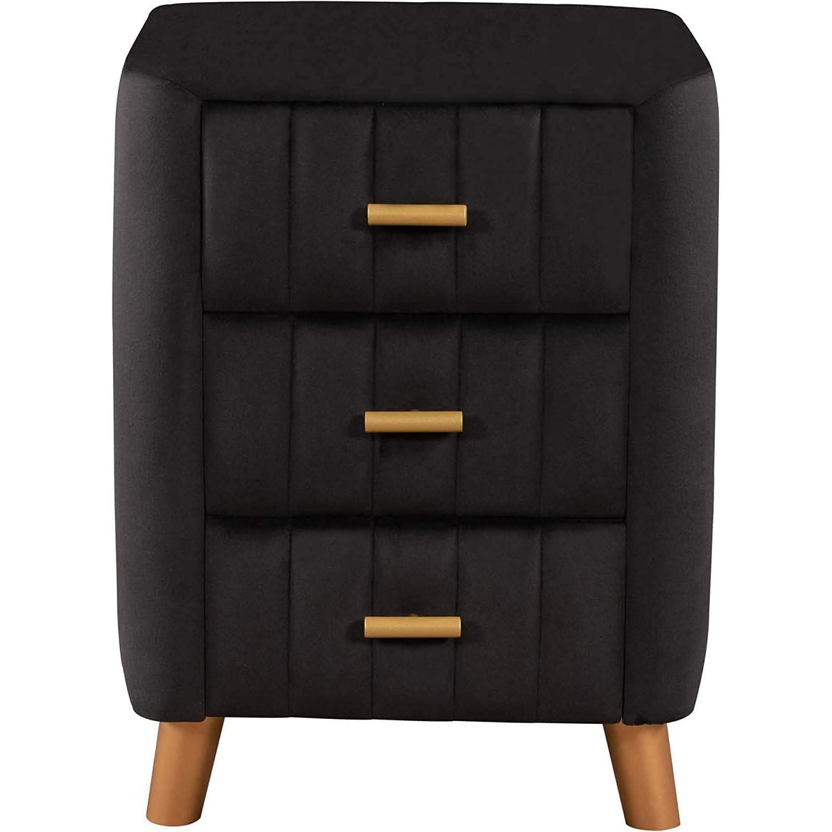 Modern Bedside Velvet Upholstered 3-Drawer Nightstand with Metal Handles - A-1 Thread Vault