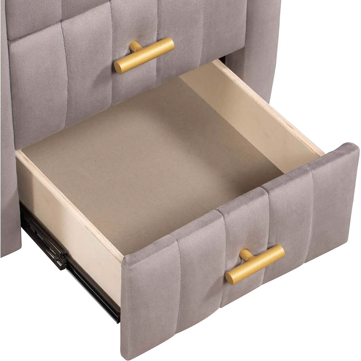 Modern Bedside Velvet Upholstered 3-Drawer Nightstand with Metal Handles - A-1 Thread Vault