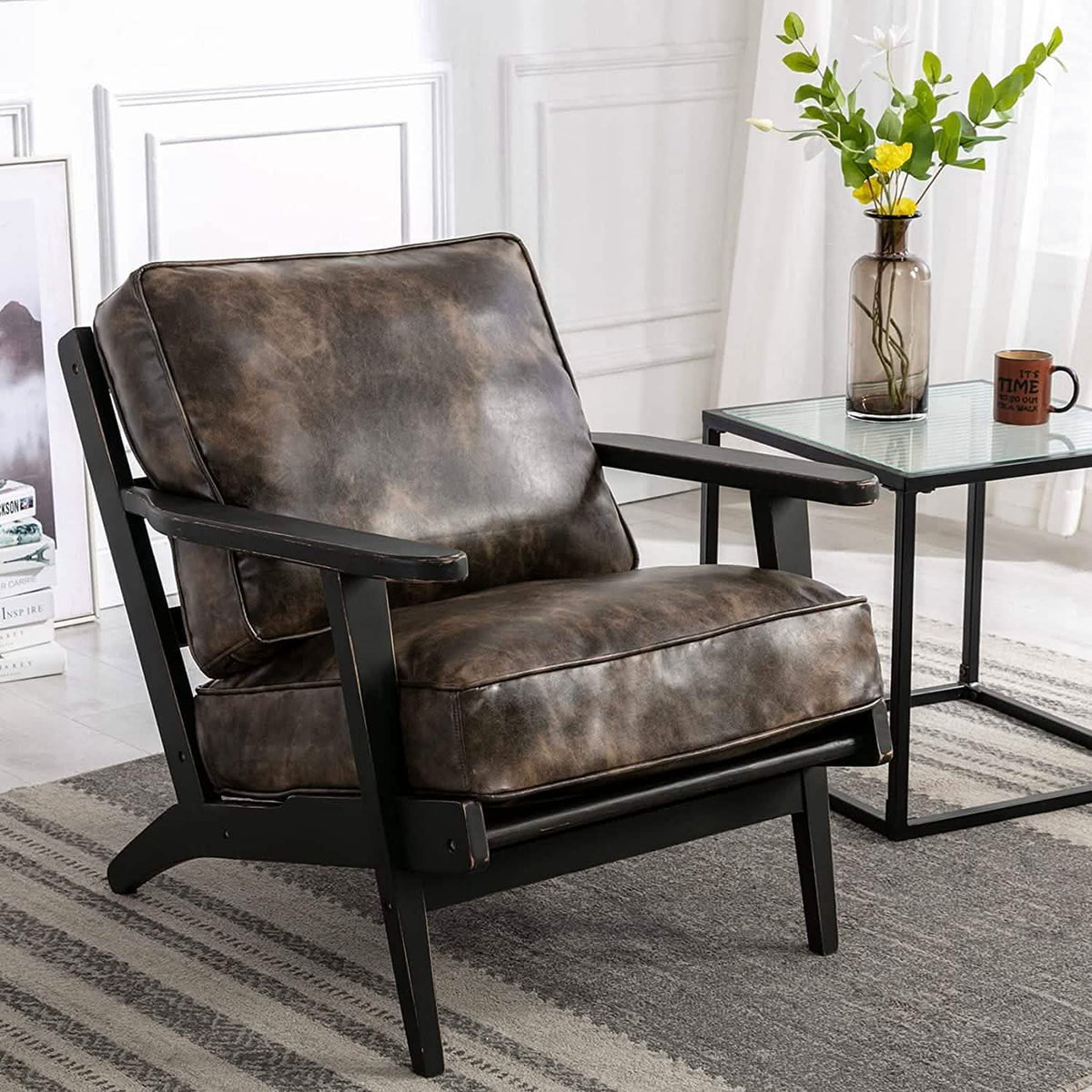 Modern Faux Leather Accent Chair - A-1 Thread Vault