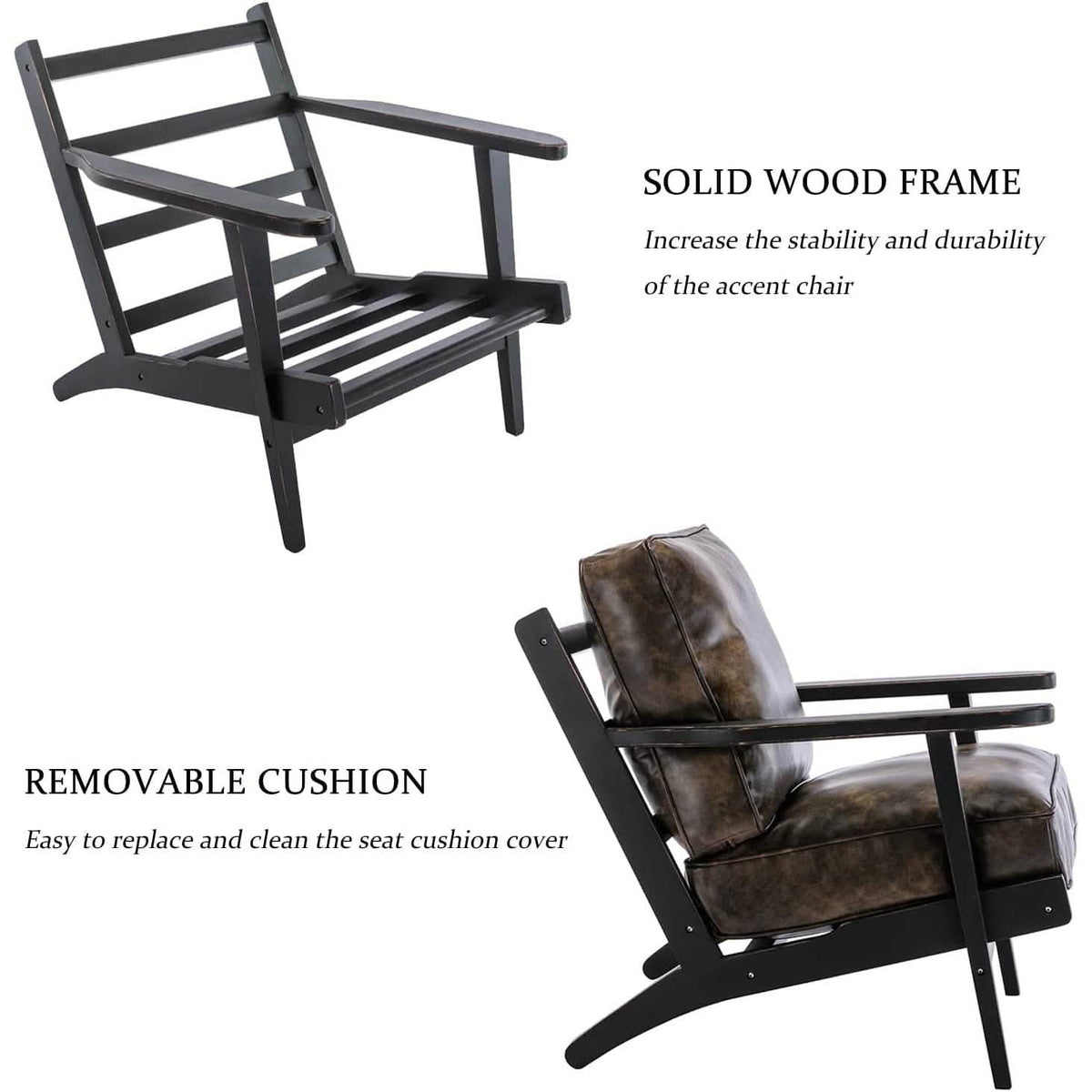 Modern Faux Leather Accent Chair - A-1 Thread Vault