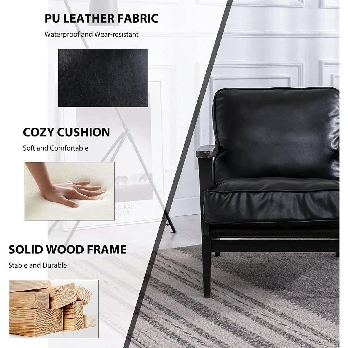 Modern Faux Leather Accent Chair - A-1 Thread Vault
