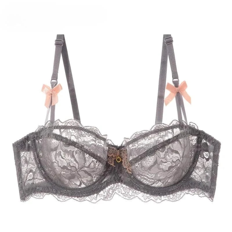 MOYISU Summer Lingerie Set Sheer French Lace Minimiser Bra Briefs Ultra Thin Sexy Women's Underwear Big Bust Sexy Tushy & Panty - A-1 Thread Vault