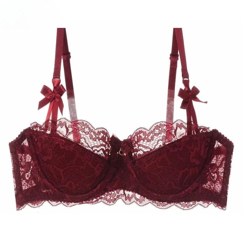 MOYISU Summer Lingerie Set Sheer French Lace Minimiser Bra Briefs Ultra Thin Sexy Women's Underwear Big Bust Sexy Tushy & Panty - A-1 Thread Vault