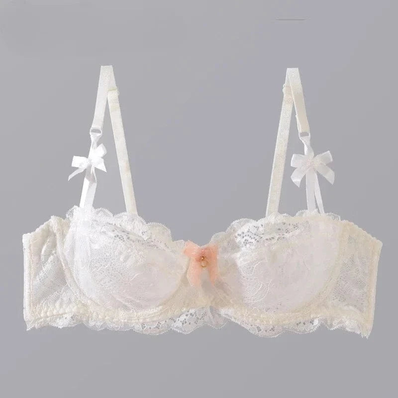 MOYISU Summer Lingerie Set Sheer French Lace Minimiser Bra Briefs Ultra Thin Sexy Women's Underwear Big Bust Sexy Tushy & Panty - A-1 Thread Vault