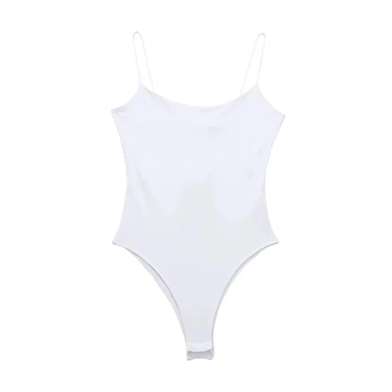 MUJER White Black Body Woman Sleeveless Tight Bodysuit Lingerie Sexy Woman Bodys Bodycon Backless Bodysuit Women Summer Tops - A-1 Thread Vault