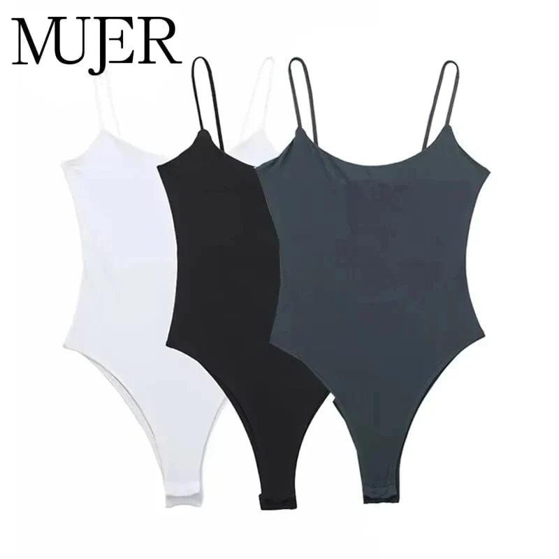 MUJER White Black Body Woman Sleeveless Tight Bodysuit Lingerie Sexy Woman Bodys Bodycon Backless Bodysuit Women Summer Tops - A-1 Thread Vault