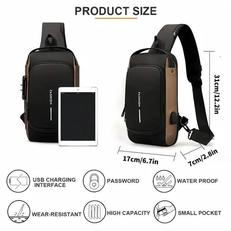 Multi-functional Trendy Sling Bag with Password Lock - A-1 Thread Vault