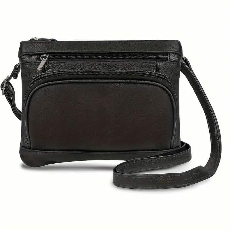 Multi-Pocket Wide Crossbody Wide Leather Bag - A-1 Thread Vault