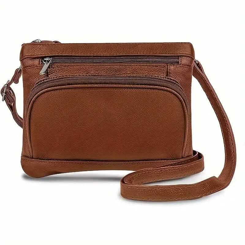 Multi-Pocket Wide Crossbody Wide Leather Bag - A-1 Thread Vault