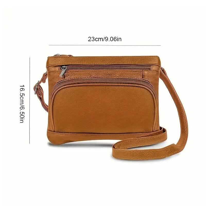 Multi-Pocket Wide Crossbody Wide Leather Bag - A-1 Thread Vault
