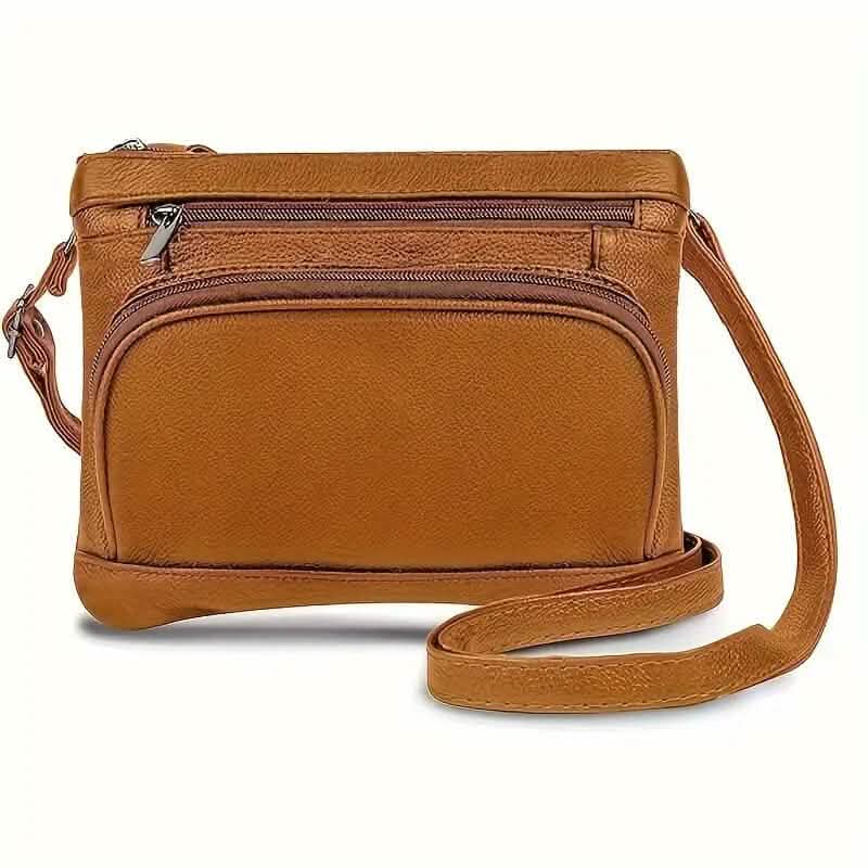 Multi-Pocket Wide Crossbody Wide Leather Bag - A-1 Thread Vault