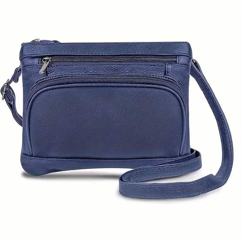 Multi-Pocket Wide Crossbody Wide Leather Bag - A-1 Thread Vault